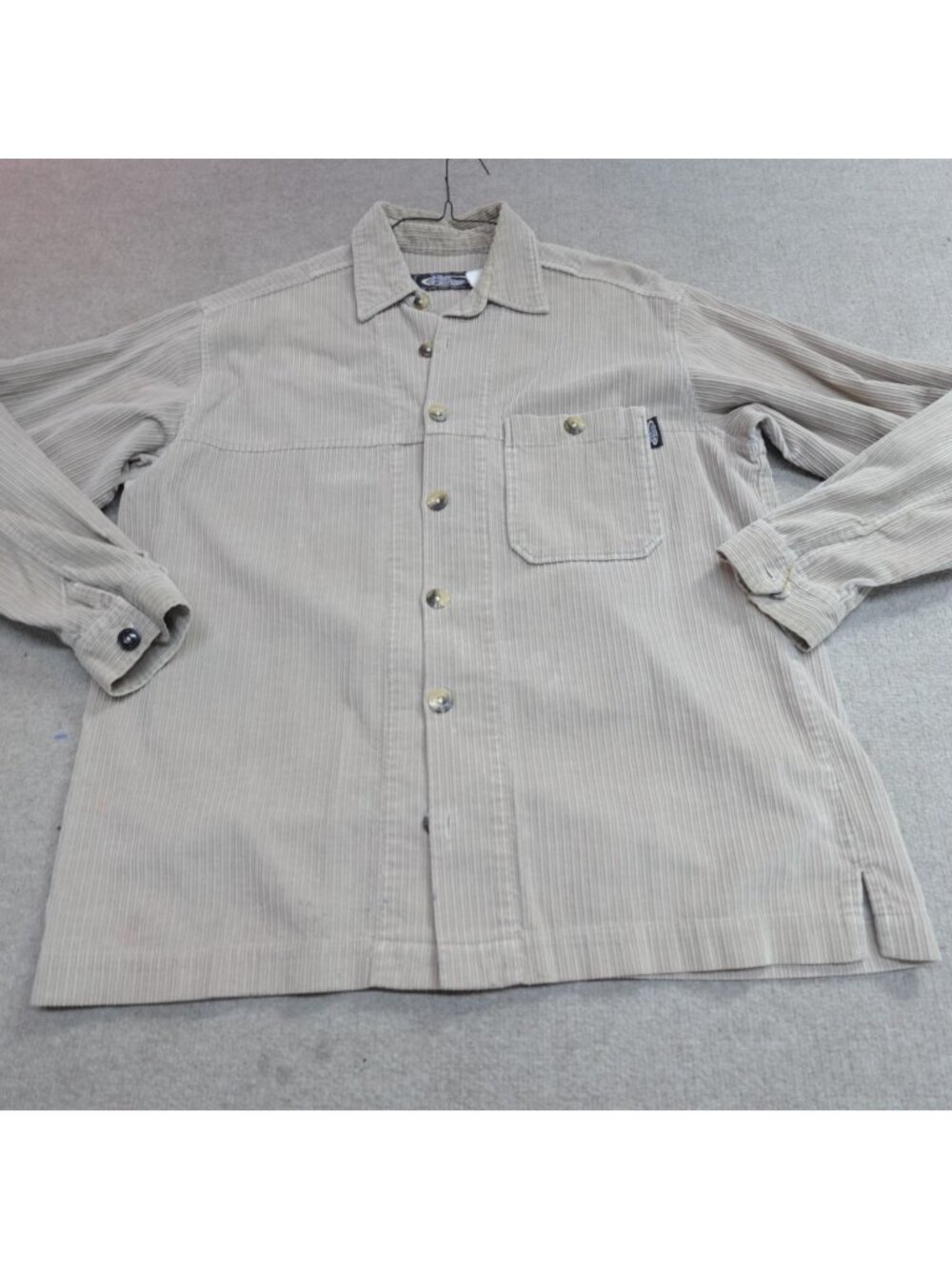 Vintage No Fear Shirt Large Beige Solid Corduroy Heavyweight Overshirt